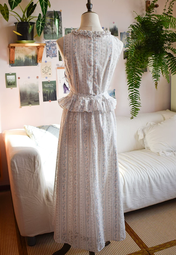 Chic Jewel Neck Pastel Blue Prom Dress Floral Ruffles A-Line Evening Dress C9191