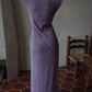 Vintage Jewel Neck Prom Dress Purple Sleeveless Sheath Evening Dress C9192