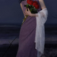 Vintage Jewel Neck Prom Dress Purple Sleeveless Sheath Evening Dress C9192