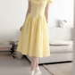 Cute Jewel Neck Yellow Homecoming Dress Short Sleeve A-Line Party Dress C9193