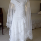 Unique V Neck Wedding Dresses Tiered Lace A-Line Bridal Dress C9194
