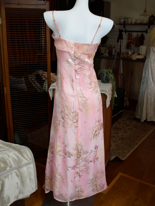 Attractive Spaghetti Straps Pink Prom Dress Jacquard Sheath Evening Dress C9195