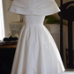 Graceful Off-Shoulder White Homecoming Dress Buttons A-Line Party Dress C9196