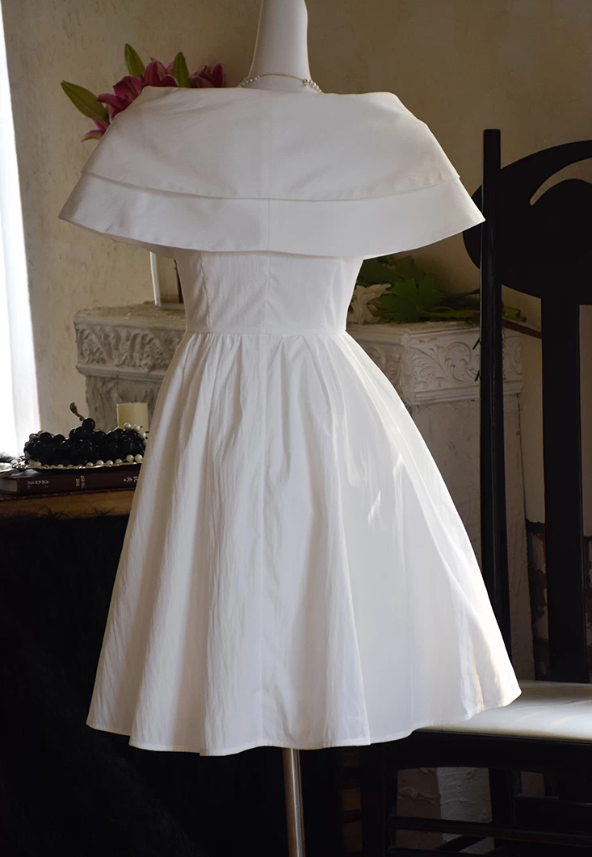 Graceful Off-Shoulder White Homecoming Dress Buttons A-Line Party Dress C9196