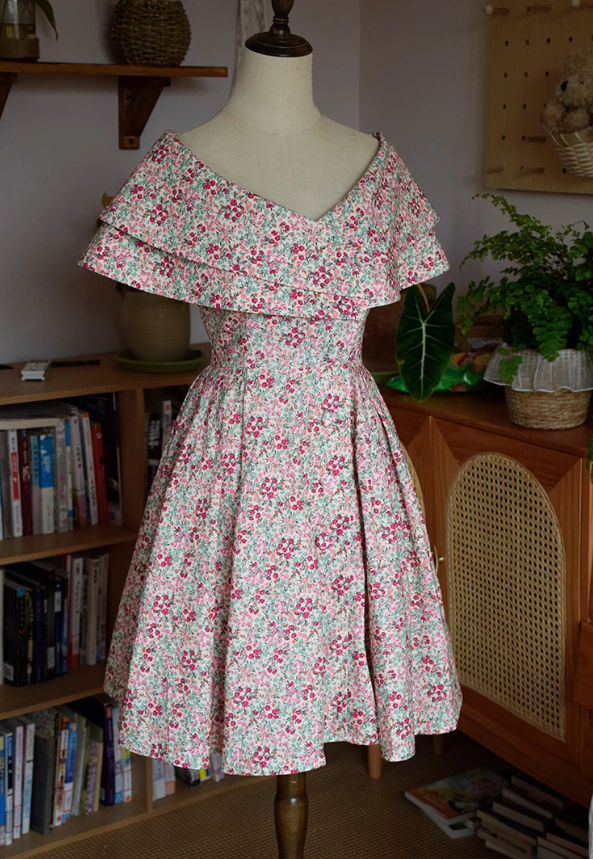 Cute Off-Shoulder Homecoming Dress Floral A-Line Party Dress C9197
