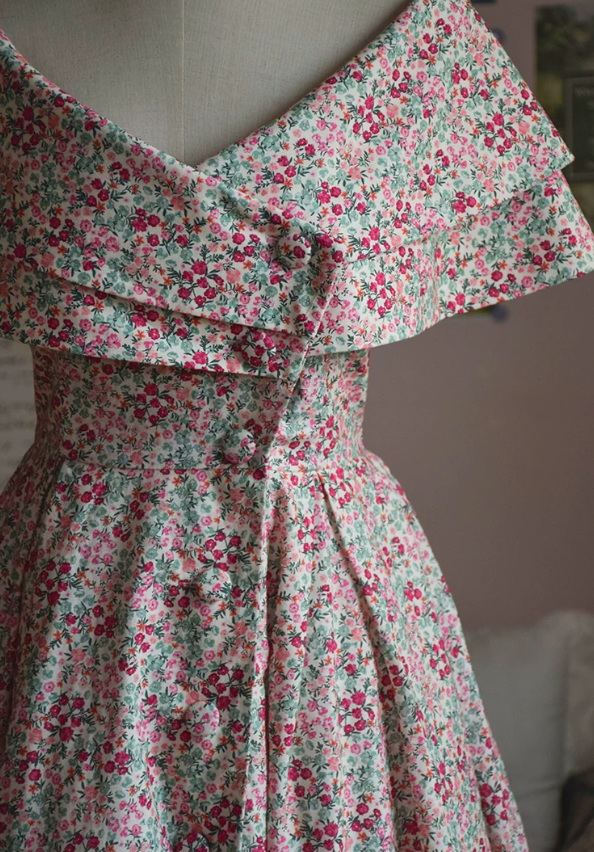 Cute Off-Shoulder Homecoming Dress Floral A-Line Party Dress C9197