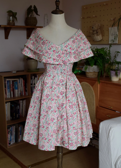 Cute Off-Shoulder Homecoming Dress Floral A-Line Party Dress C9197