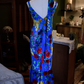 Charming Spaghetti Straps Blue Prom Dress Floral Mermaid Evening Dress C9198