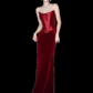 Simple une ligne sans bretelles vin rouge longues robes de bal C91