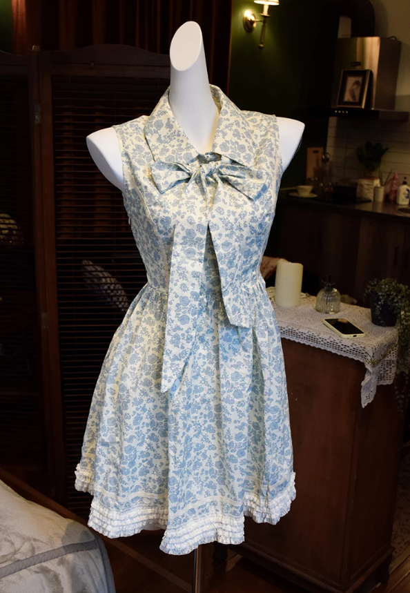 Ornate Lapel Collar Bow Homecoming Dress Floral A-Line Party Dress C9200