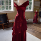 Robe de bal de princesse bustier à volants en satin long, robe de soirée C8117