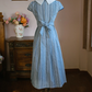 Retro Jewel Neck Blue Prom Dress Short Sleeve A-Line Evening Dress C9210
