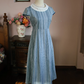 Retro Jewel Neck Blue Prom Dress Short Sleeve A-Line Evening Dress C9210