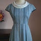 Retro Jewel Neck Blue Prom Dress Short Sleeve A-Line Evening Dress C9210