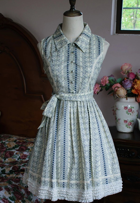Playful Lapel Collar Blue Homecoming Dress Floral Bow A-Line Party Dress C9212