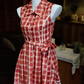 Adorable Lapel Collar Red Homecoming Dress Bow Plaid A-Line Party Dress C9213