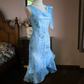 Elegant Spaghetti Straps Blue Homecoming Dress Sequins Ruffles Sheath Party Dress C9214