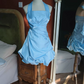 Sleek Halter Neck Homecoming Dress Satin Ruched A-Line Party Dress C9217
