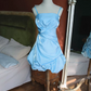 Playful Spaghetti Straps Homecoming Dress Satin Ruched A-Line Party Dress C9218