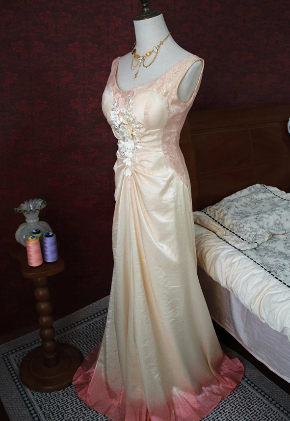Sweet Backless Pink Prom Dress Appliques Lace A-Line Evening Dress C9219