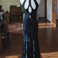Classical Halter Neck Prom Dress Jacquard Mermaid Evening Dress C9222