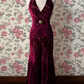Classical Halter Neck Prom Dress Jacquard Mermaid Evening Dress C9222