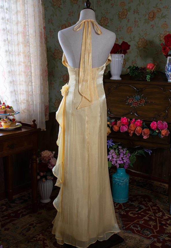 Alluring Halter Neck Backless Prom Dress Appliques Mermaid Evening Dress C9223