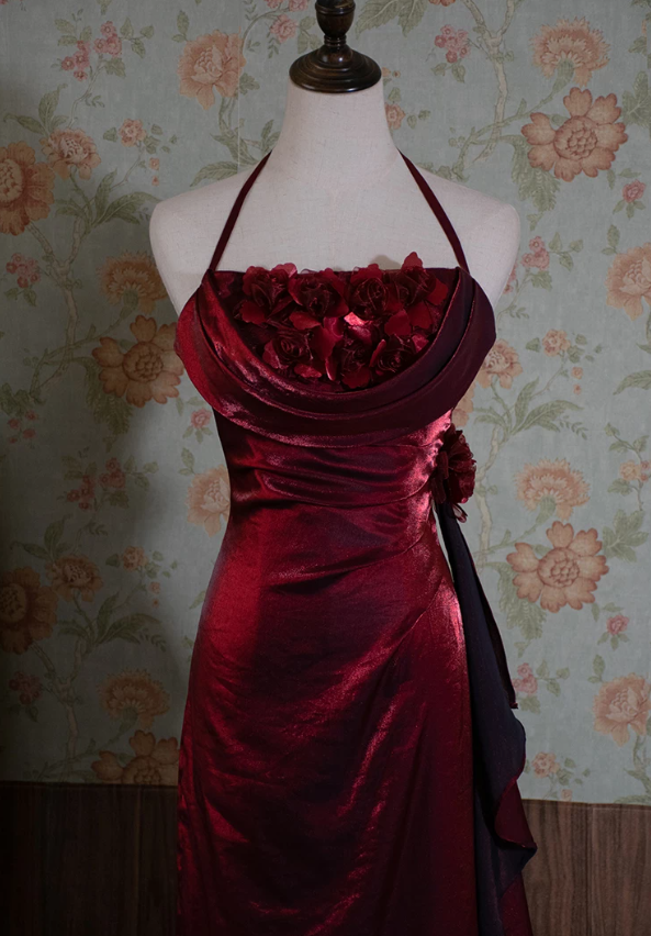Alluring Halter Neck Backless Prom Dress Appliques Mermaid Evening Dress C9223
