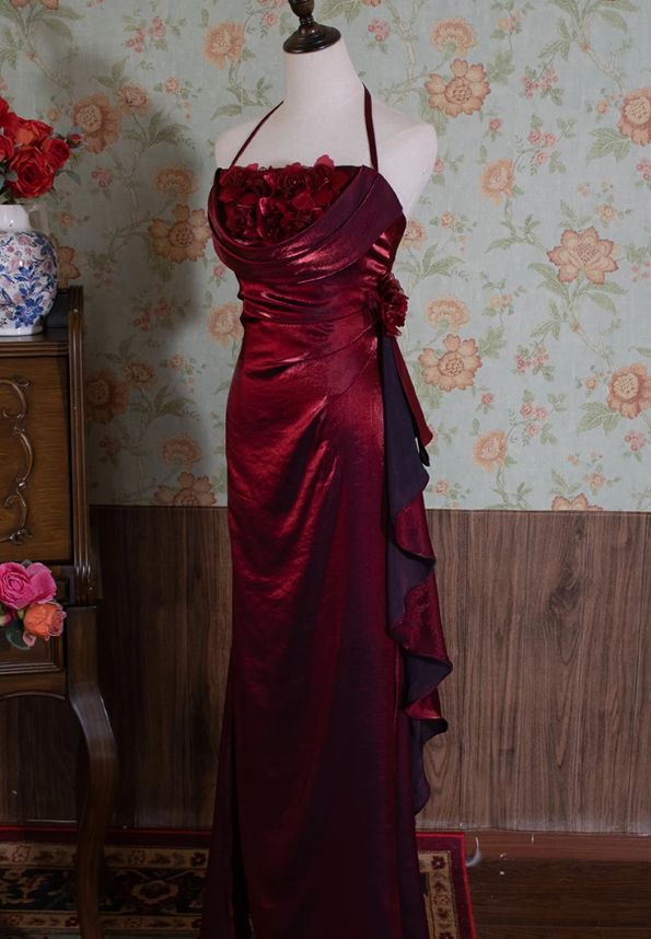 Alluring Halter Neck Backless Prom Dress Appliques Mermaid Evening Dress C9223