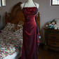 Alluring Halter Neck Backless Prom Dress Appliques Mermaid Evening Dress C9223