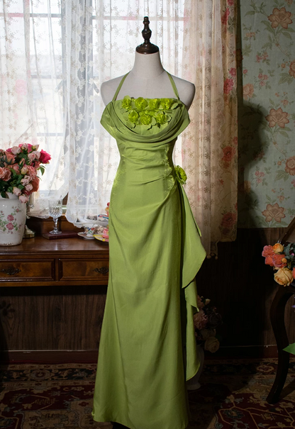 Alluring Halter Neck Backless Prom Dress Appliques Mermaid Evening Dress C9223