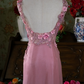 Cute Spaghetti Strap Pink Prom Dress Appliques Backless Mermaid Evening Dress C9224