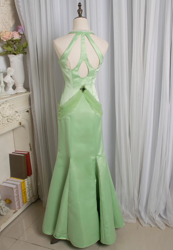 Ornate Halter Neck Green Prom Dress Beading Mermaid Evening Dress C9225