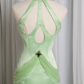 Ornate Halter Neck Green Prom Dress Beading Mermaid Evening Dress C9225