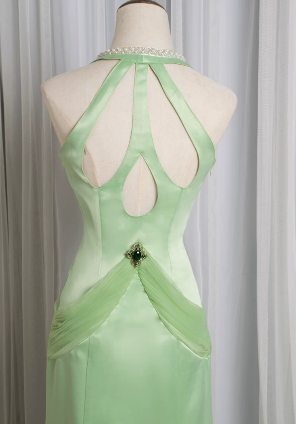 Ornate Halter Neck Green Prom Dress Beading Mermaid Evening Dress C9225
