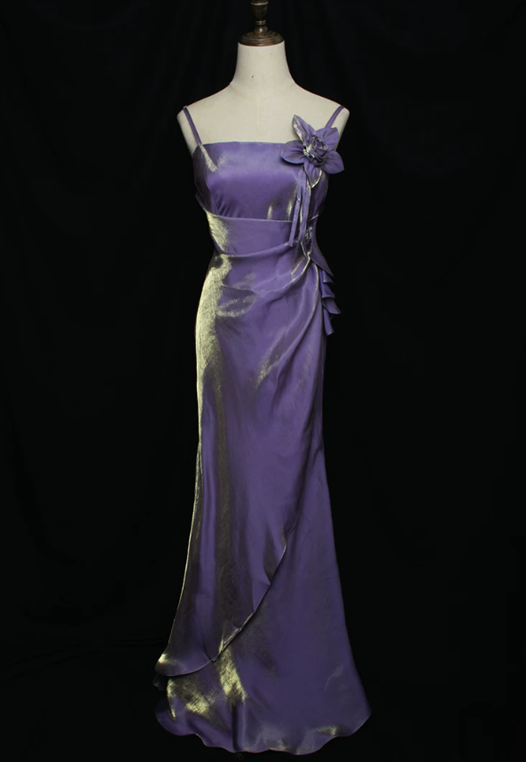 Chic Spaghetti Straps Prom Dress Floral Mermaid Evening Dress C9226