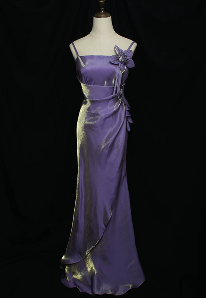 Chic Spaghetti Straps Prom Dress Floral Mermaid Evening Dress C9226
