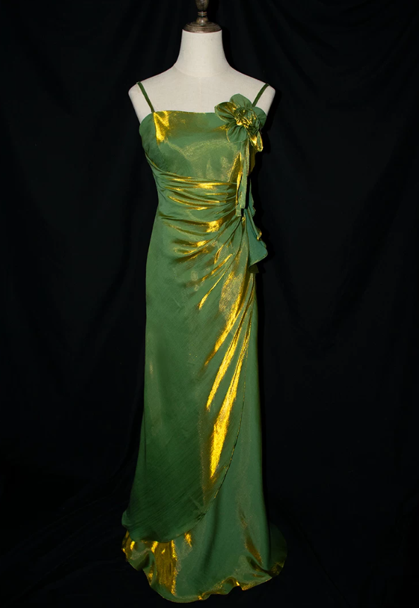 Chic Spaghetti Straps Prom Dress Floral Mermaid Evening Dress C9226