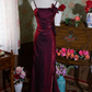 Chic Spaghetti Straps Prom Dress Floral Mermaid Evening Dress C9226