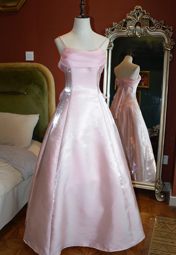 Alluring Spaghetti Straps Prom Dress Satin A-Line Evening Dress C9227