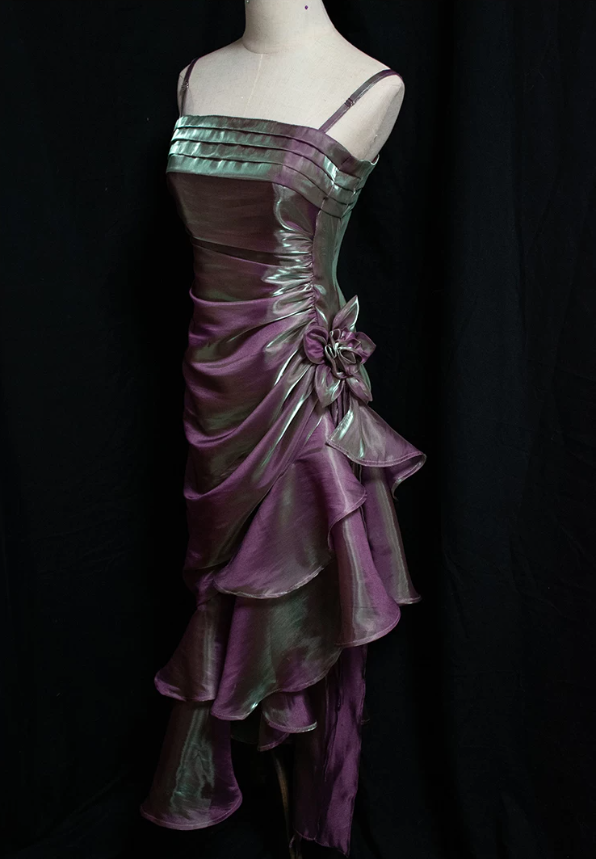 Robe de bal de princesse bustier à volants en satin long, robe de soirée C8117