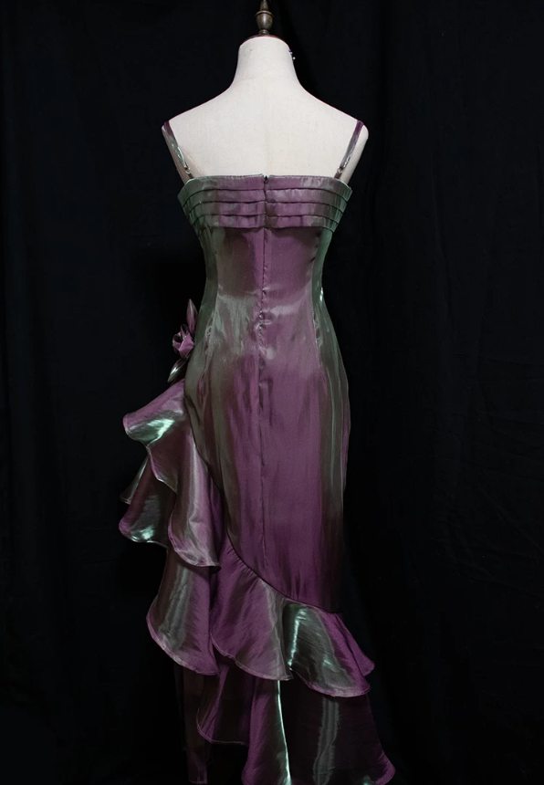 Robe de bal de princesse bustier à volants en satin long, robe de soirée C8117