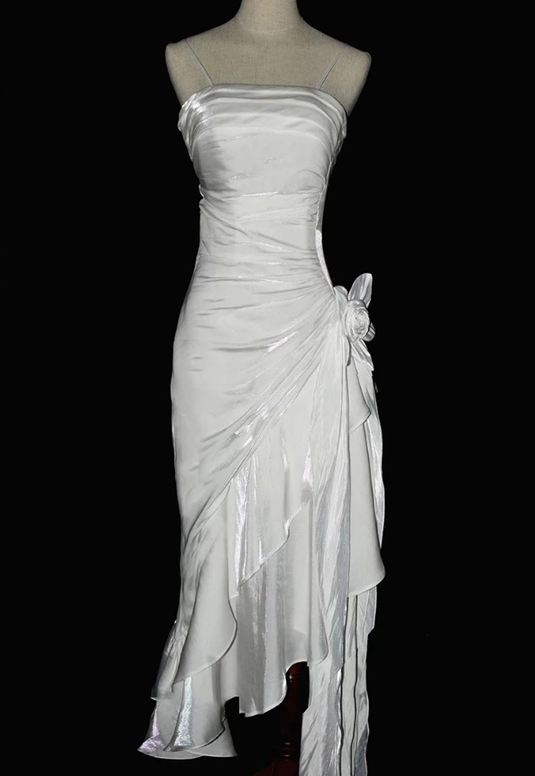 Robe de bal de princesse bustier à volants en satin long, robe de soirée C8117