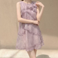 Mini robe de soirée en satin, sans bretelles, sans manches, ligne a, simple, C899