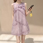 Mini robe de soirée en satin, sans bretelles, sans manches, ligne a, simple, C899