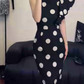 Vintage Jewel Neck Black Prom Dress Ruffles Polka Dots Sheath Evening Dress C9238