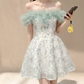 Glam Off-Shoulder Green Homecoming Dress Sequins Ruffles A-Line Party Dress C9244