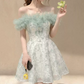Glam Off-Shoulder Green Homecoming Dress Sequins Ruffles A-Line Party Dress C9244