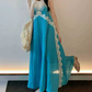 Chic Spaghetti Straps Blue Prom Dress Lace A-Line Evening Dress C9247