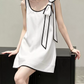 Simple Spaghetti Strap White Homecoming Dress Bow A-Line Party Dress C9249